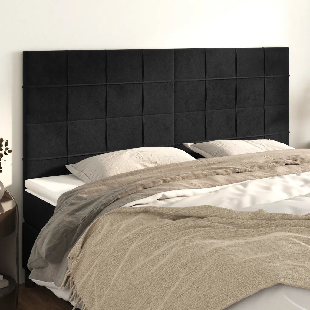 Testiera | Testata Nera 200x5x118/128 cm Velluto