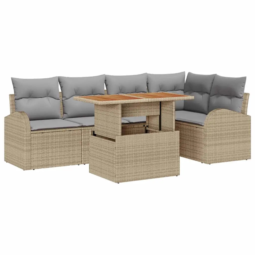 Set Divano da Giardino 6 pcs Beige Poly Rattan 3358324