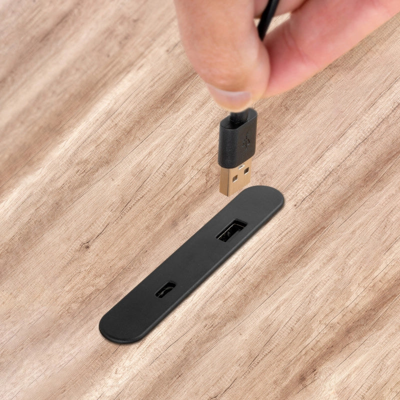 Multiconnettore estraibile Vertikal Push 60, diametro 60 mm, 3 prese Schuko, 1 USB tipo A, 1 USB tipo C, Acciaio e Tec..