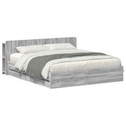 Letto matrimoniale | Letto per adulti | Telaio del letto con storage Sonoma grigio 180 x 200 cm