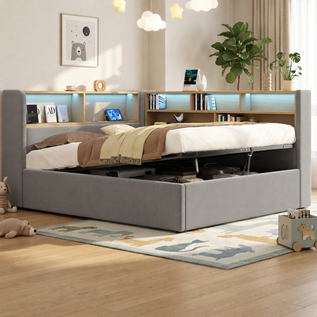 letto imbottito velluto grigio 140 x 190 cm