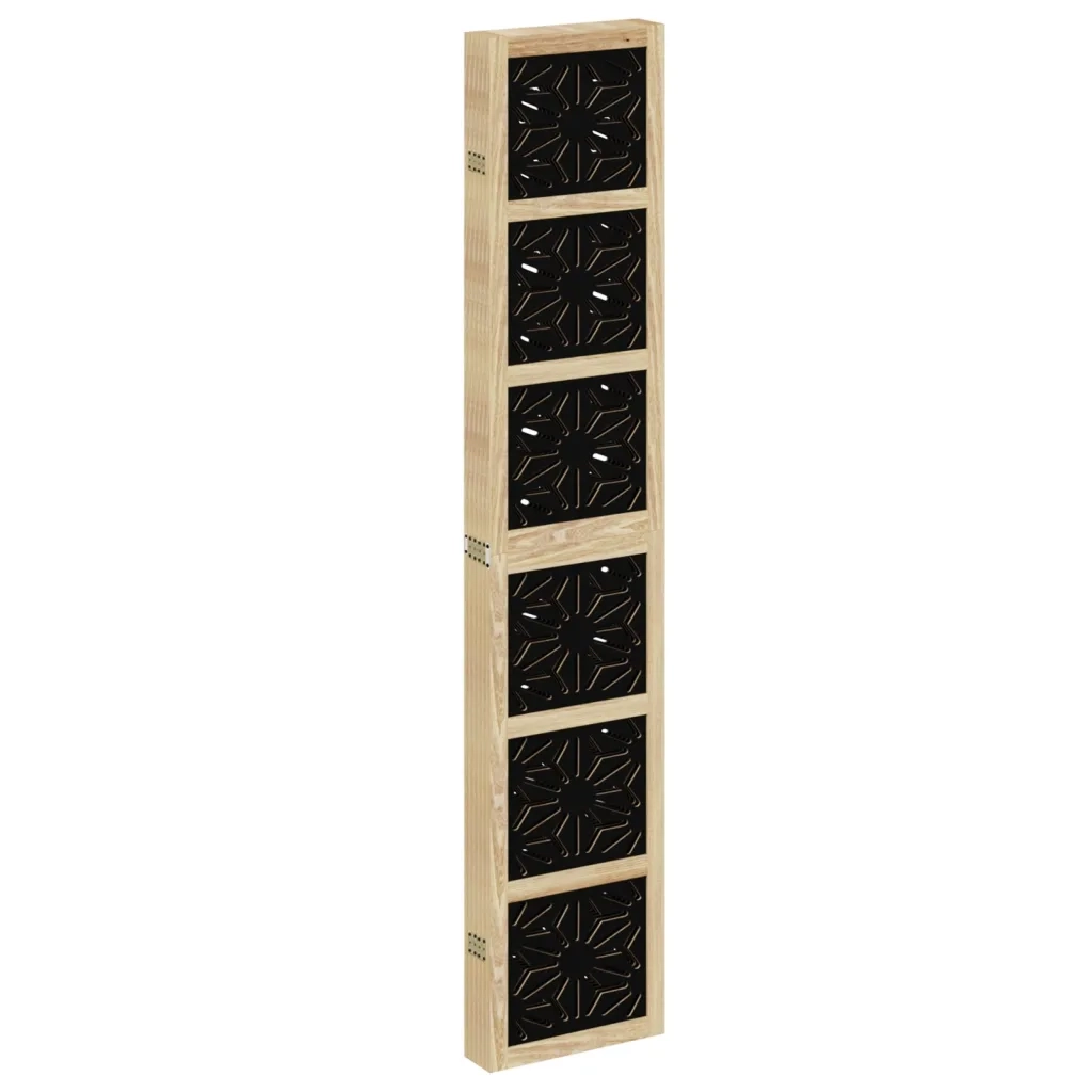 Divisorio Ambienti | Divider per stanze | Paravento 6 Pannelli Marrone e nero Legno di Paulownia