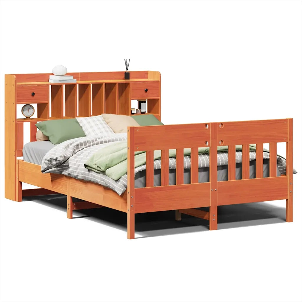 Giroletto senza Materasso-Struttura Letto Marrone Cera 160x200 cm Legno di Pino 821661