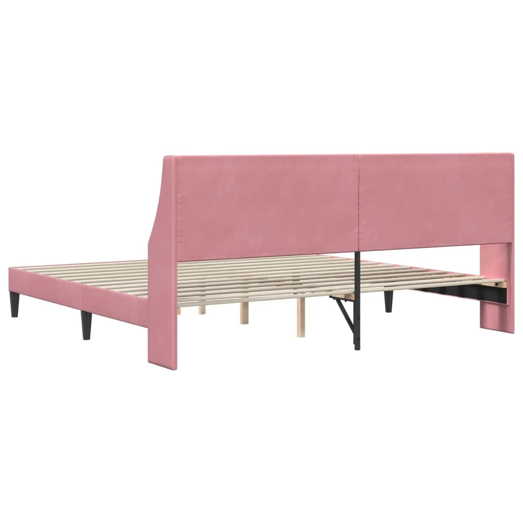 Letto matrimoniale | Letto per adulti | Struttura del letto con testiera Rosa 180 x 200 cm Velluto