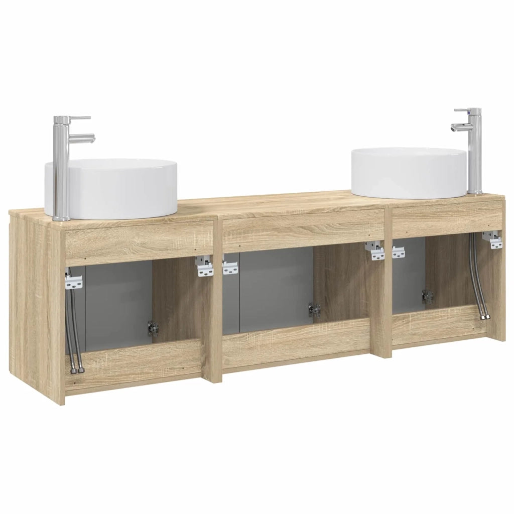 Set di Armadi da Bagno 3 pz Rovere Sonoma 49,5 x 44,5 x 65,5 cm 3405729
