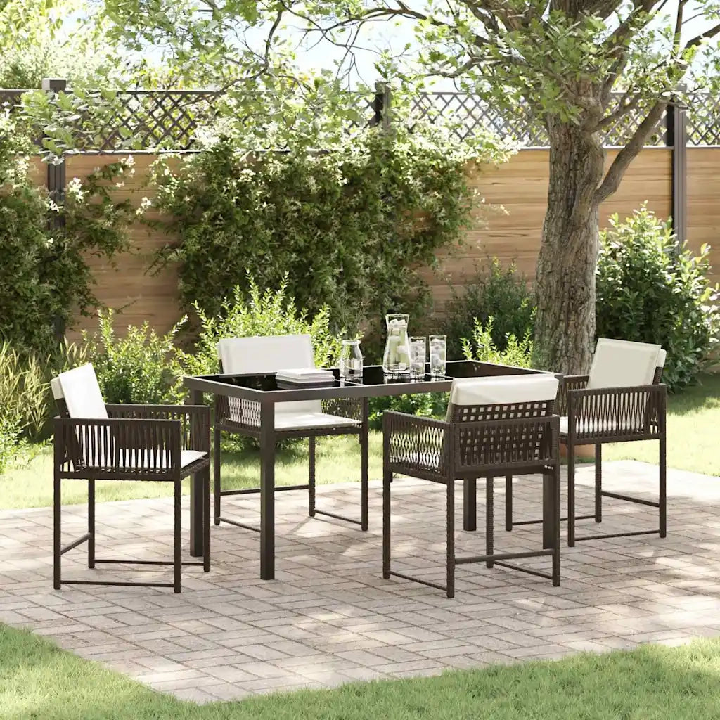 Set da Pranzo per Giardino 5 pz | Set Salotto da Giardino Marrone polyrattan