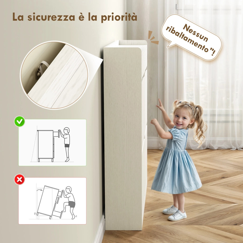 Scarpiera con Cassetti a Ribalta e Scorrevoli ¨C Minimal ¨C Bianco 98x19.2x95.3 cm