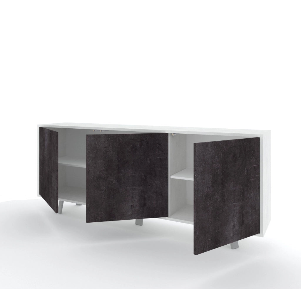 Buffet 3 ante VELBRUK bianco pietra/nero pietra