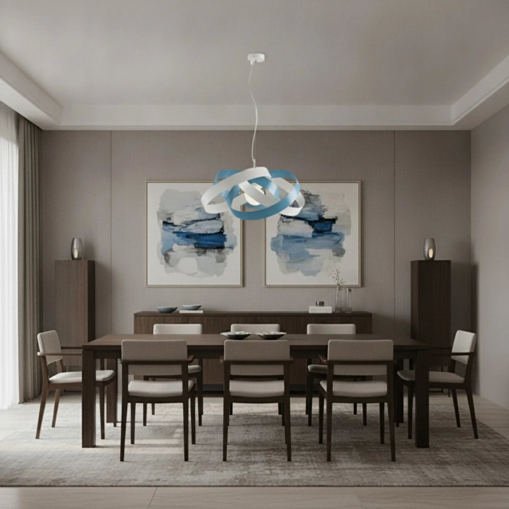Sospensione Vertigo 1 Luce Bianco e Azzurro LuceArt Classic