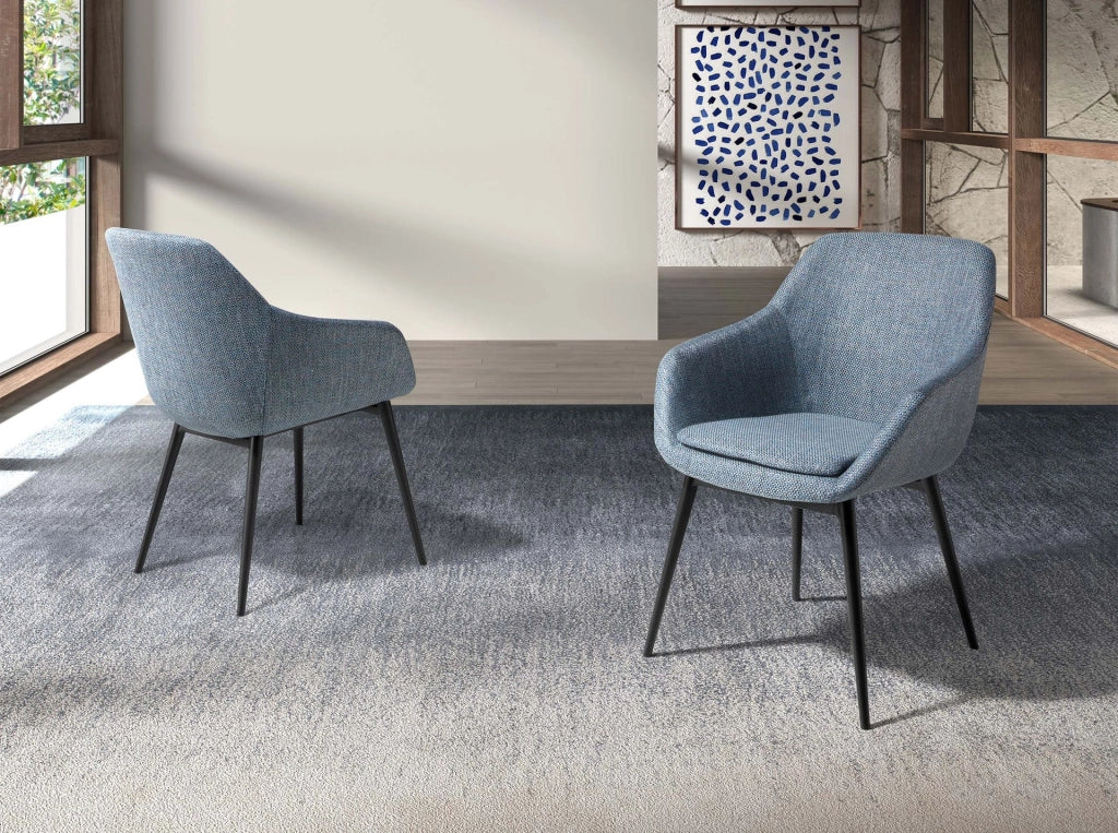 Sedia in tessuto blu grigio screziato