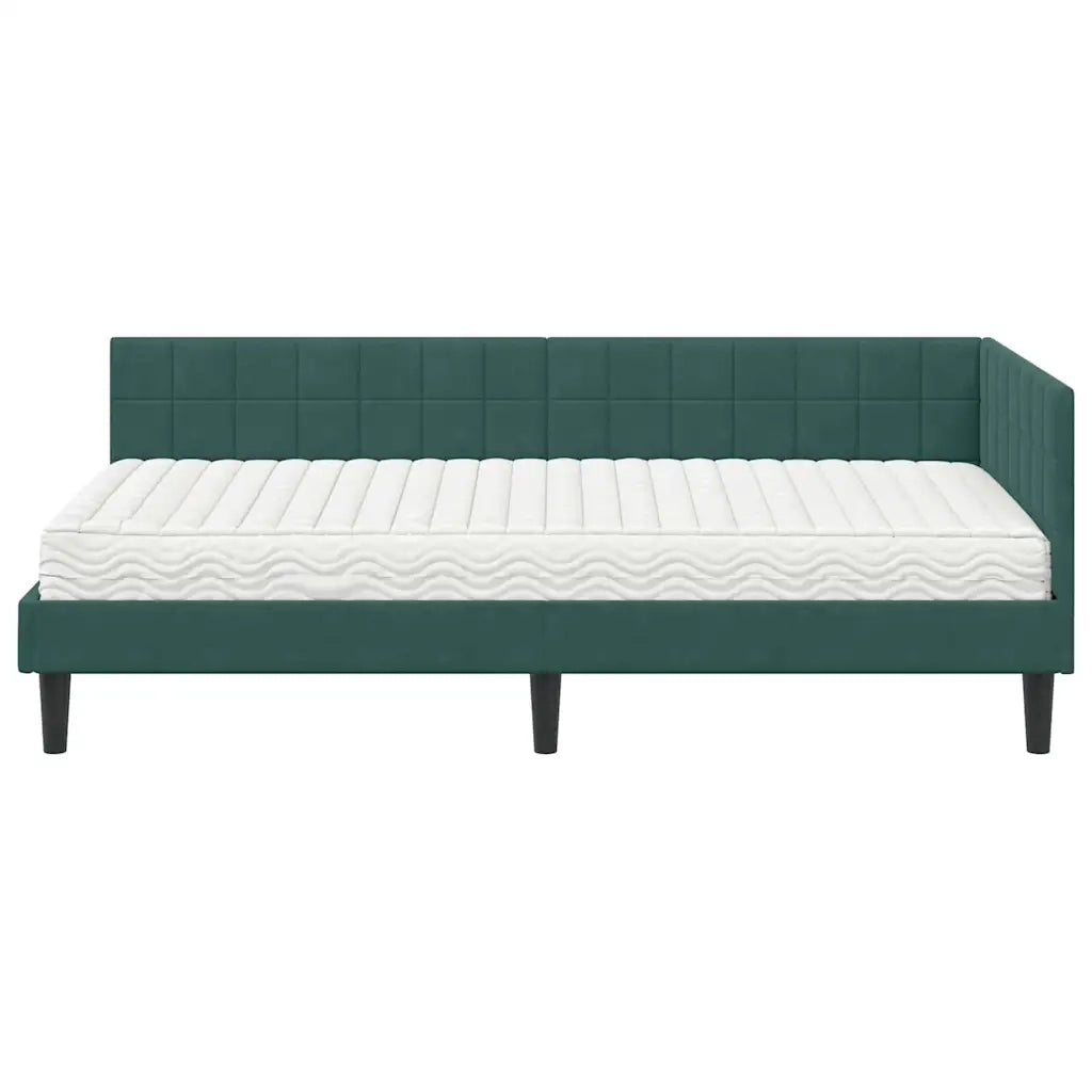 Struttura Letto Angolare con Materasso 2 pcs Verde Velluto 3393980