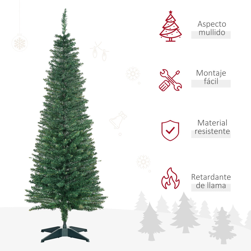 Albero di Natale Artificiale Stretto 150 cm con 294 Rami e Base Scomponibile Verde ¨C Minimal ¨C 150 cm