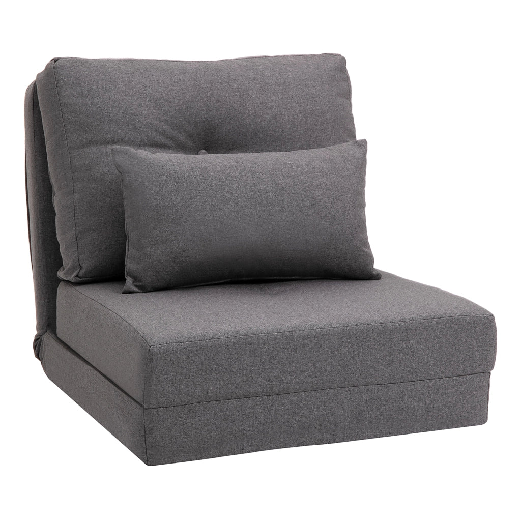 POLTRONA 2 in 1 pieghevole con schienale regolabile 60x80x56 cm Lino Grigio scuro