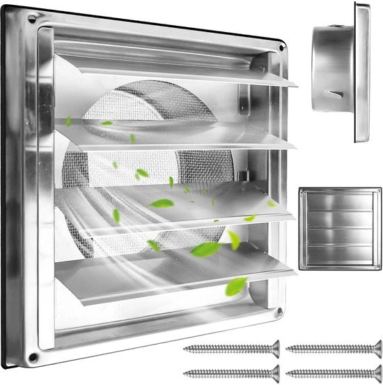 Ventilatore a soffitto 125 mm - Acciaio inossidabile - Chiusura regolabile - Valvola di ritorno - Resistente all'usura - Insetto di protezione dagli insetti - Ventilatore di aspirazione