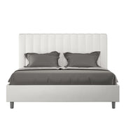 BS COM Letto matrimoniale senza rete imbottito 160x200 similpelle bianco