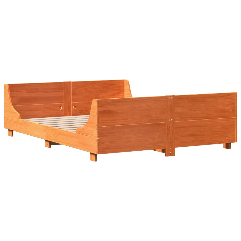 Letto senza Materasso-Struttura Letto Marrone Cera 150x200 cm in Legno di Pino 956048