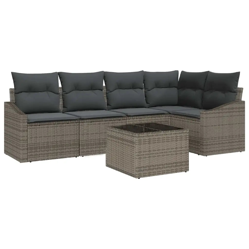 Set Divano da Giardino 6 pcs Grigio chiaro polyrattan 3355398