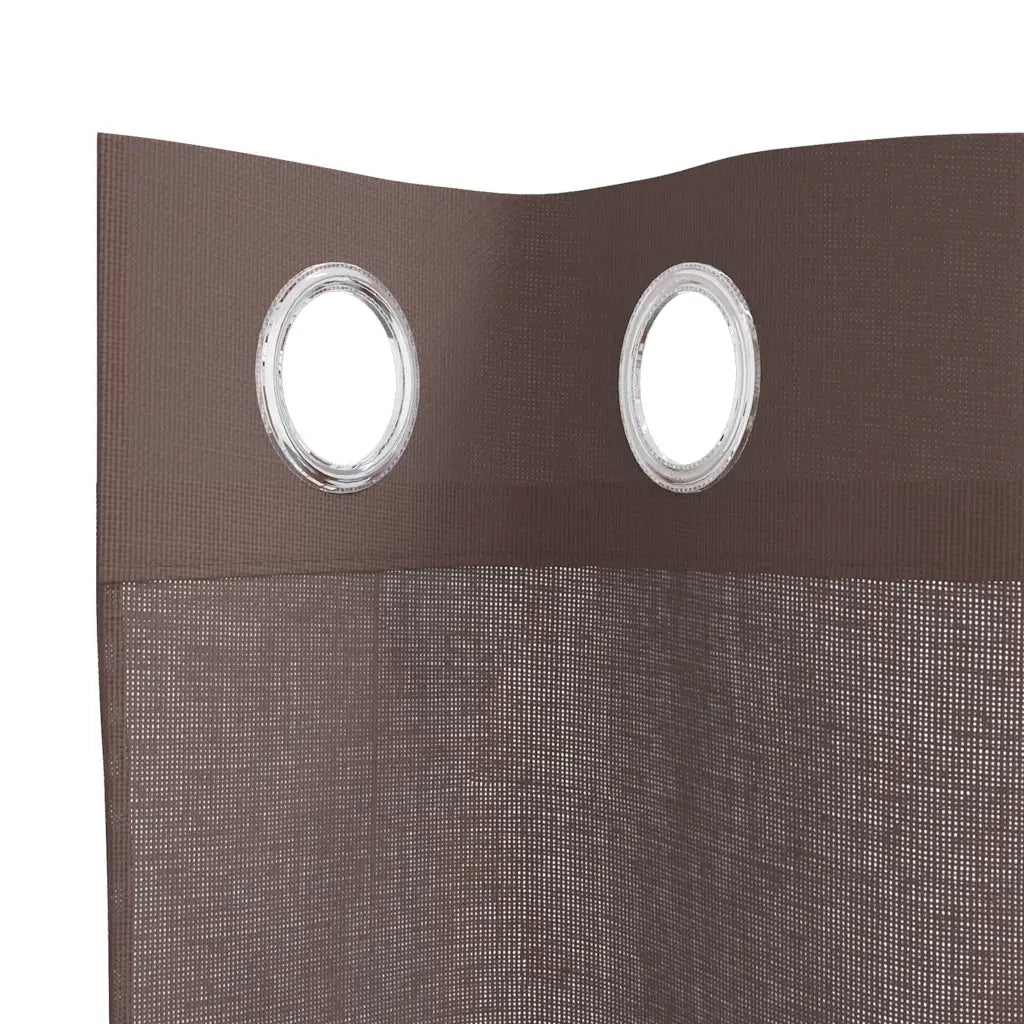 Tende in Voile con Occhielli 2 pz Marrone 140x245 cm