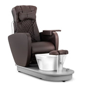 Poltrona pedicure elettrica con pediluvio e 3 funzioni di massaggio 120 watt 200 kg PVC marrone acciaio PU schiuma sintetica ceramica marrone 14_0008988