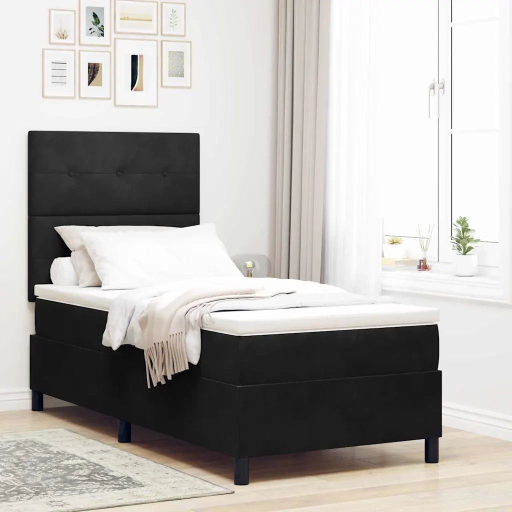 Letto a molle con materasso Nero 90 x 190 cm Velluto 3339802