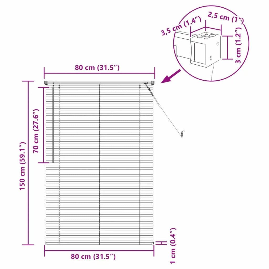 Tenda Veneziana | Tenda a lamelle Marrone Chiaro con Motivo 150 x 80 cm 25 mm PVC