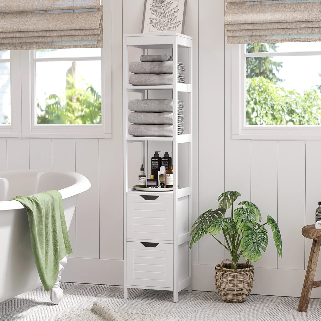 Cassettiera con ripiani aperti e cassetti ¨C Minimal ¨C 30x30x144 cm Bianco