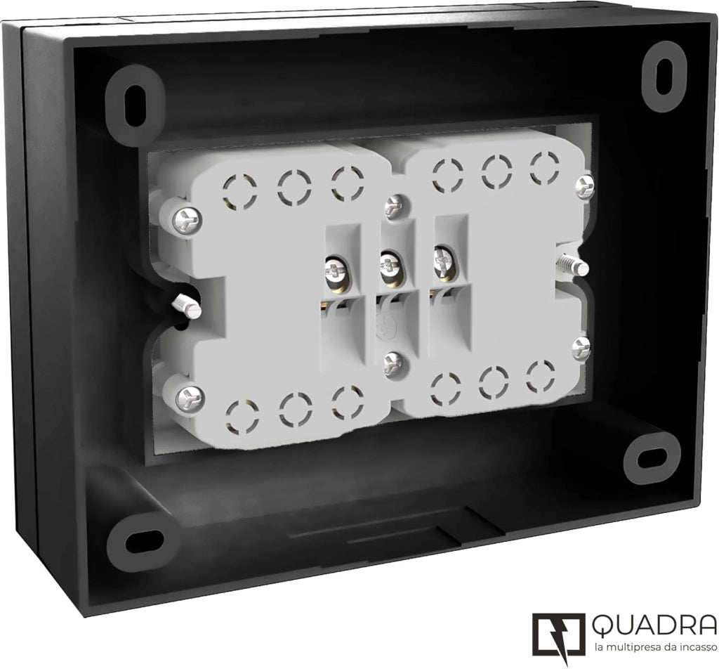 MULTIPRESA ESTERNA  QUADRA 4 PRESE BIP.SCH NERA- 1,0 pz