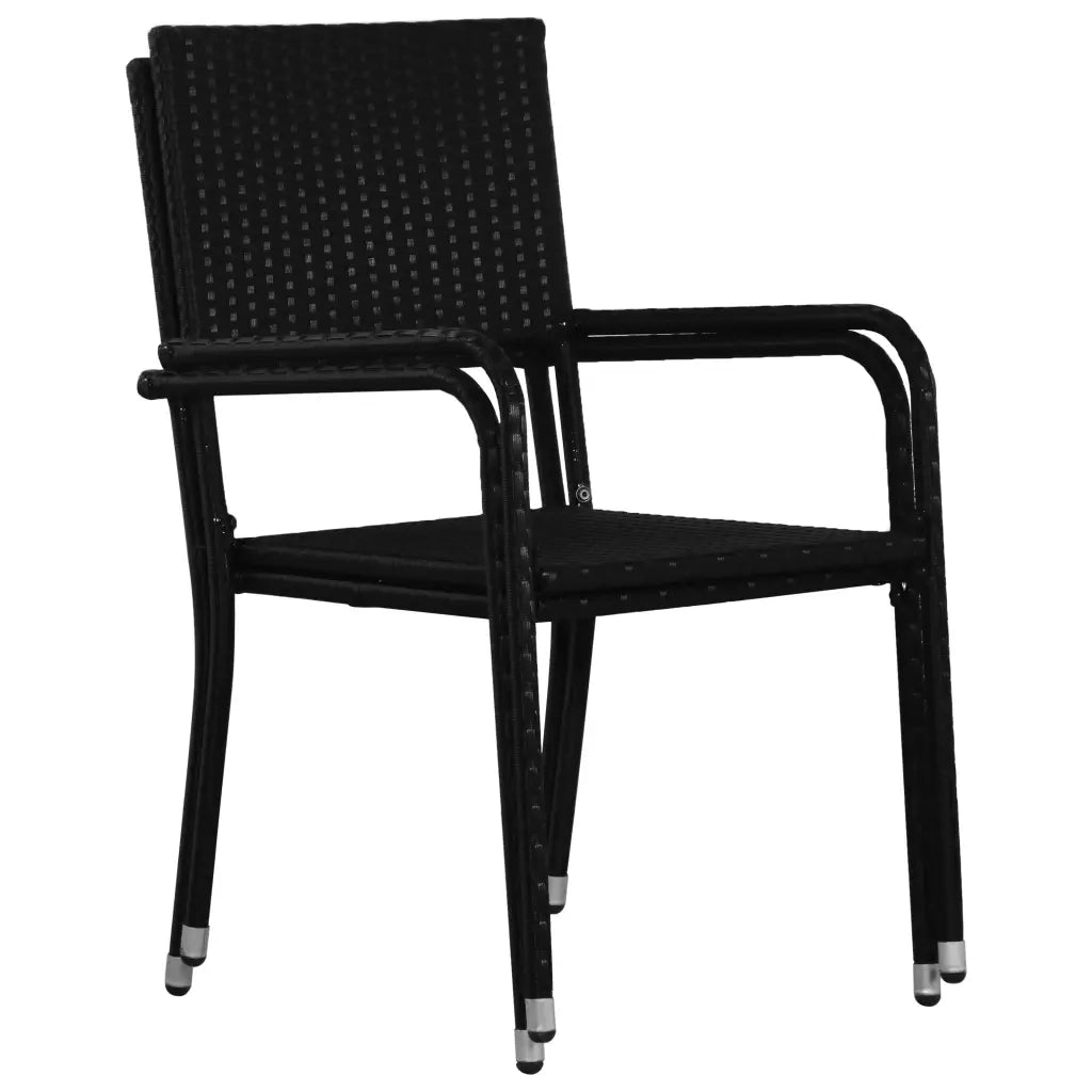 Sedie da Pranzo da Giardino 6pz Impilabili Nere in Polyrattan 318702
