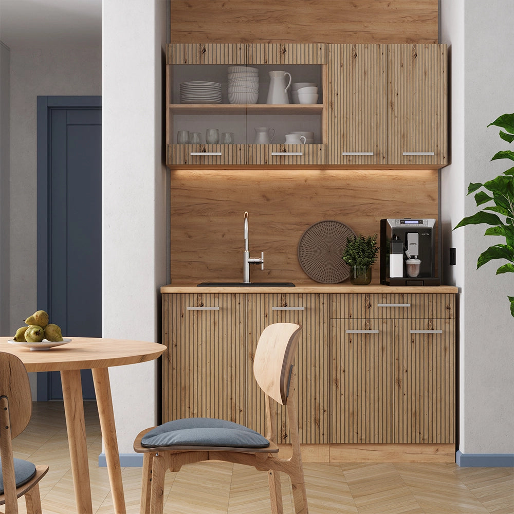 Vicco Cucina monoblocco Rovere artigianale/rovere Goldkraft 140 cm , PL Rovere
