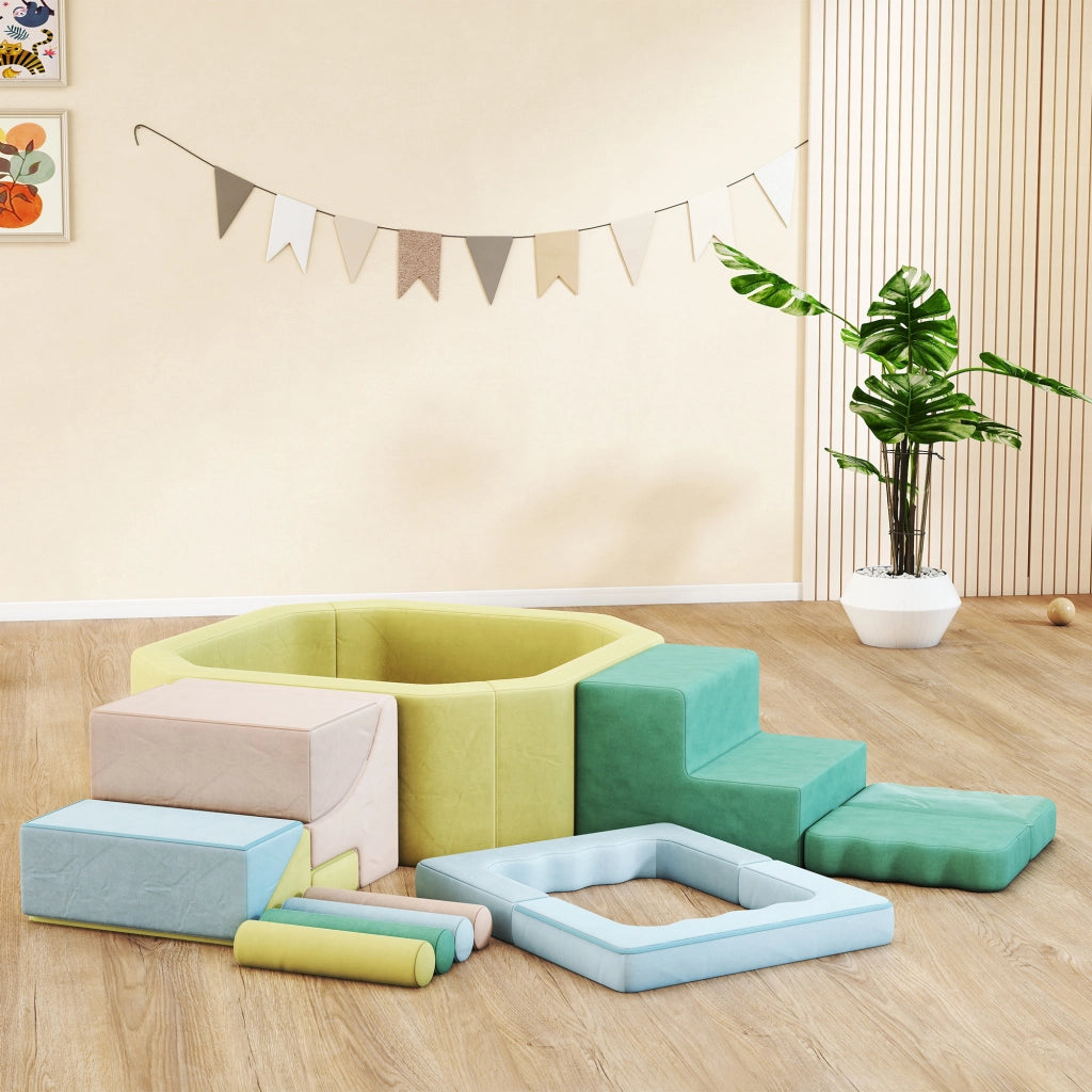Set gioco motricit¨¤ con piscina palline ¨C Xylo ¨C tessuto lavabile 160x137,5x30 cm multicolore