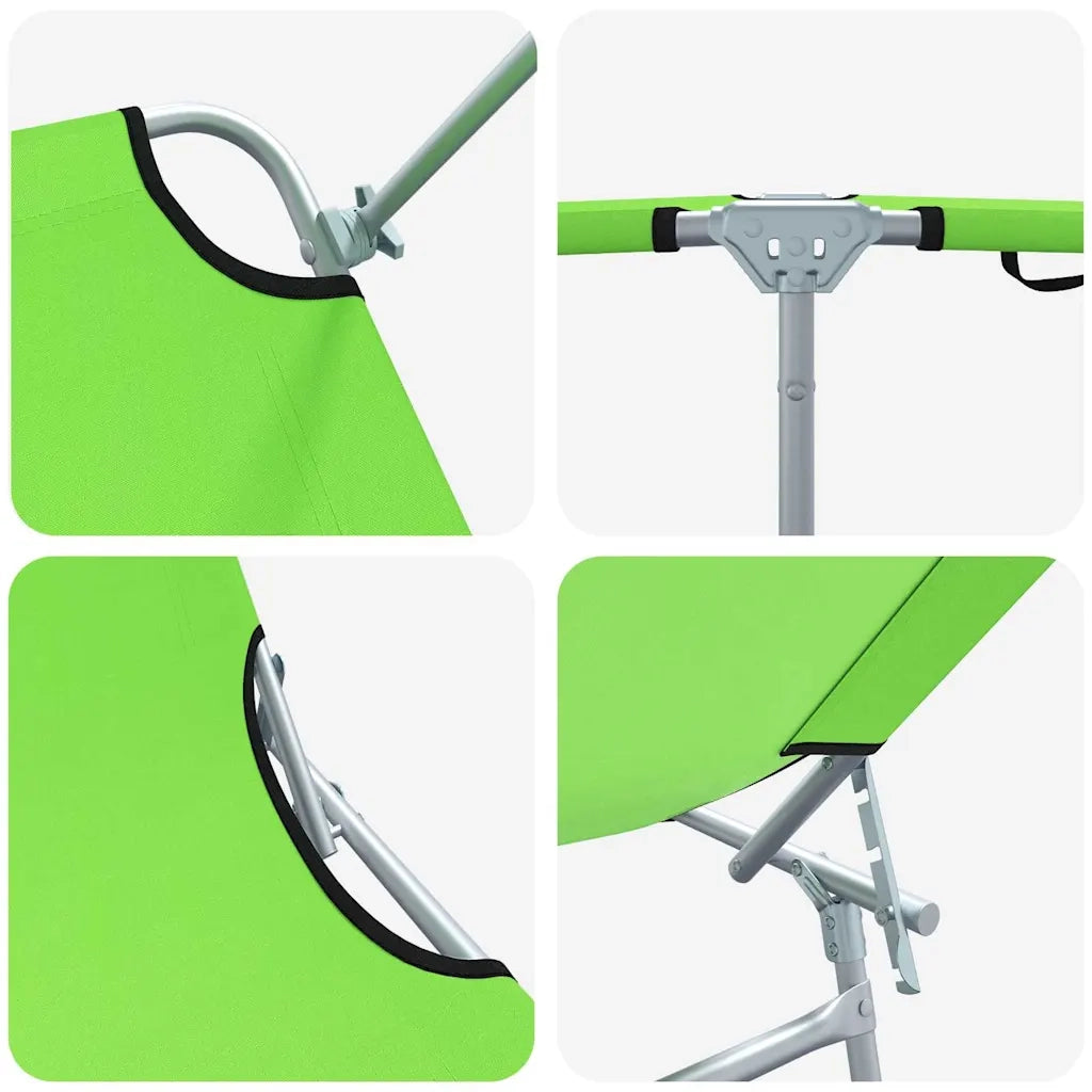 2 pz Lettino Prendisole | Sdraio da giardino | Lettino da sole Verde 58 x 188 x 77cm Poliestere