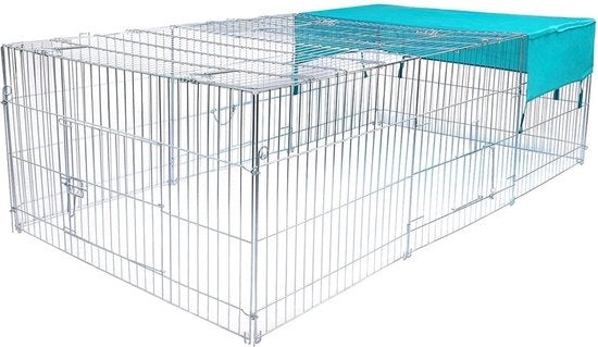 Casa per conigli per esterno - spaziosa e robusta - progettata per piegare - costruzione metallica - sicura e resistente ai fattori atmosferici - 216x116x65 cm