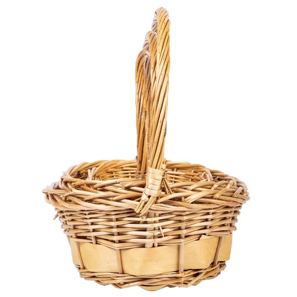 Set di 3 cestini in vimini con manici marroni