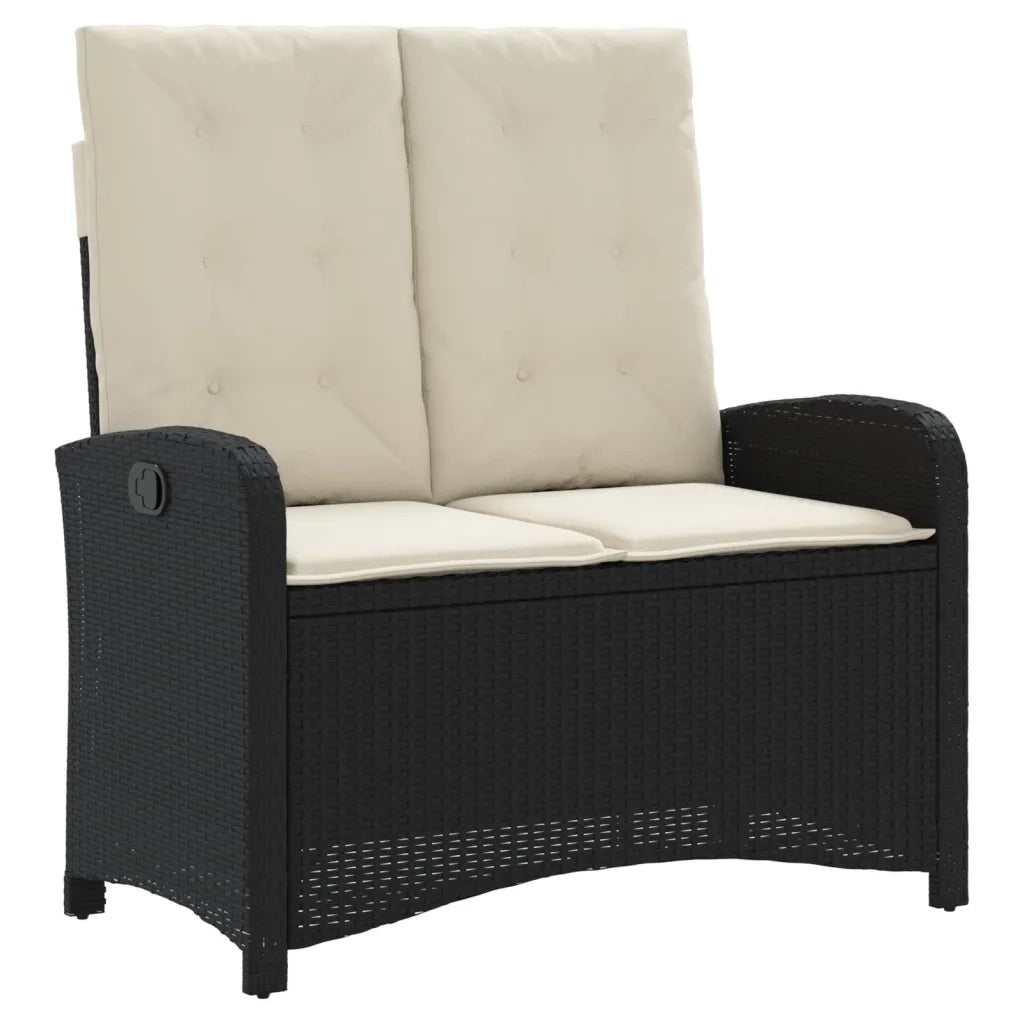 Panca Reclinabile da Giardino con Cuscini-Sgabello-Sedia da esterno Nera in Polyrattan 578210