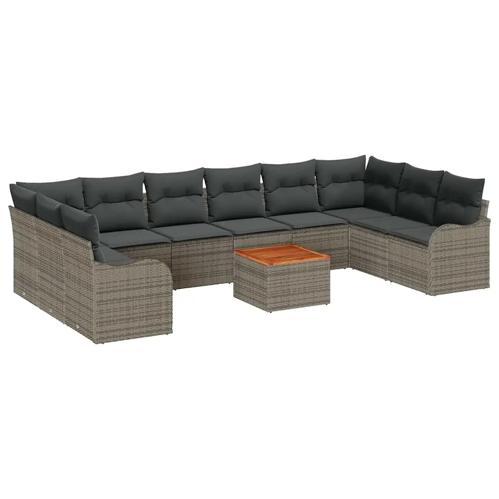 Set Divano da Giardino 11 pcs Grigio polyrattan