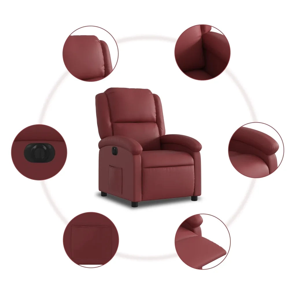 Poltrona | Sedia Relax Reclinabile Elettrica Rosso Vino in Similpelle
