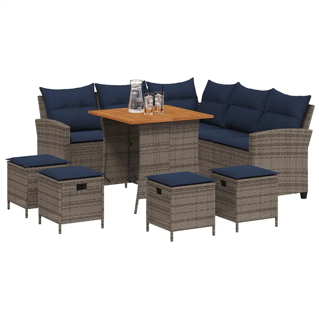 Set Divani da Giardino 6 pz con Cuscini a Forma di L Polyrattan