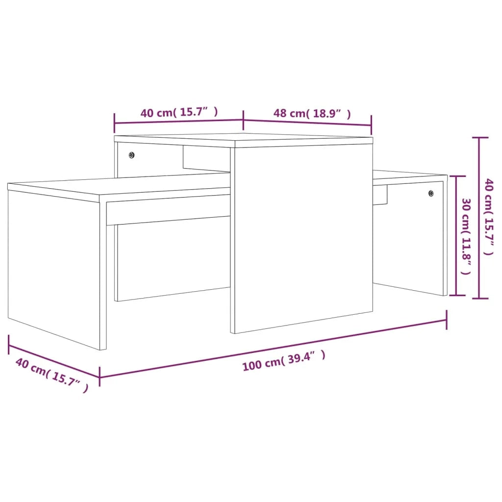 Set tavolino Sonoma 100 x 48 x 40 cm multistrato grigio 02_0042144