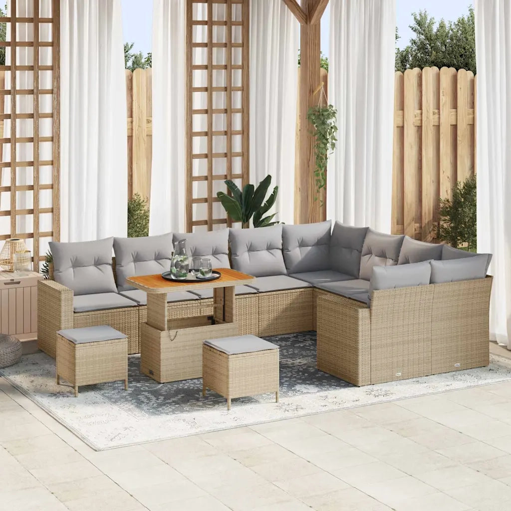 Set Divano da Giardino 12 pcs Beige polyrattan 3361657