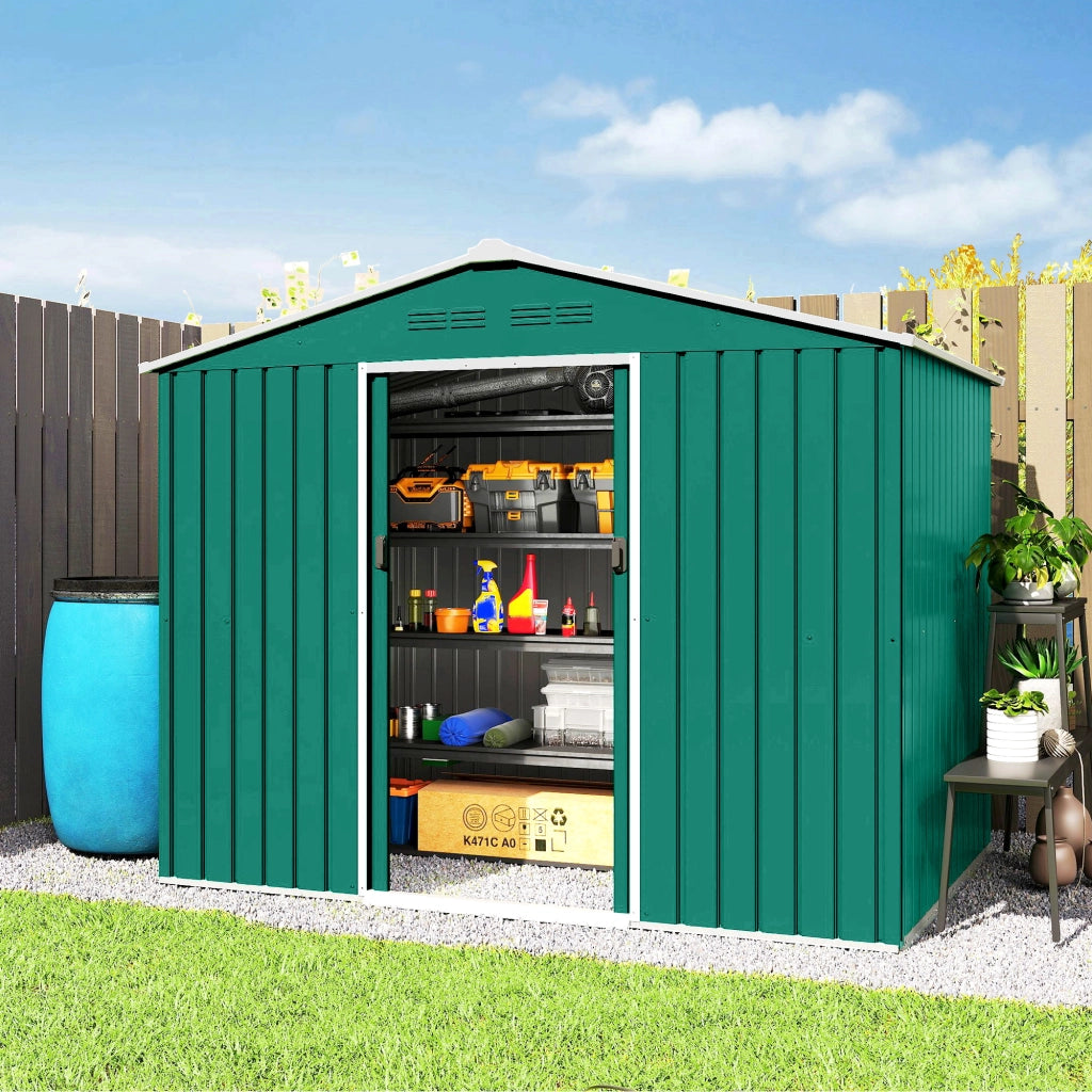 Casetta da Giardino 3.6 m2 ¨C Zephmum ¨C Verde 236x171x191 cm con Porte Scorrevoli