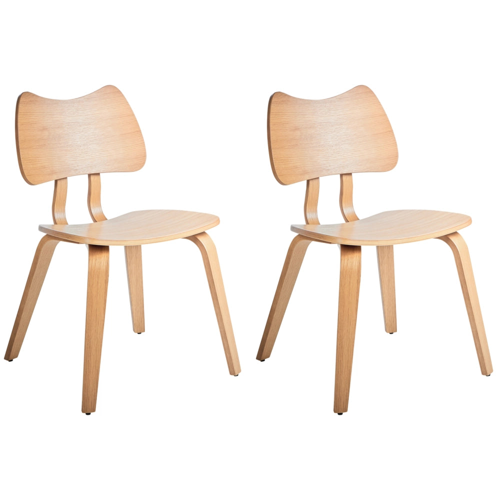 Set di 2 sedie da pranzo Struttura in legno di gomma marrone chiaro Mobili da cucina per sala da pranzo in stile retrò