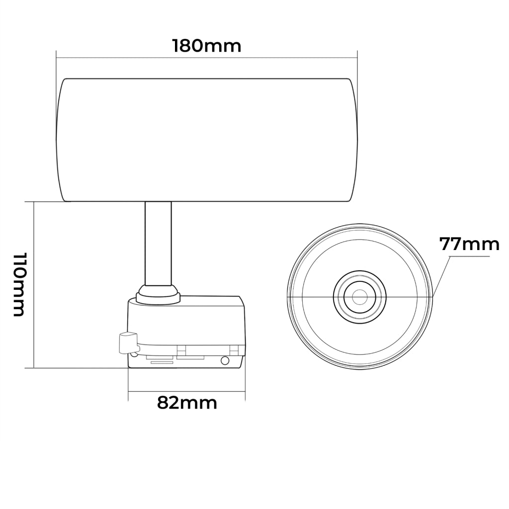 FARETTO LED ORIENTABILE SU BINARIO MONOFASE IN ALLUMINIO NERO 30W - TRIPLA TEMPERATURA DI COLORE 3000K-4000K-65000K