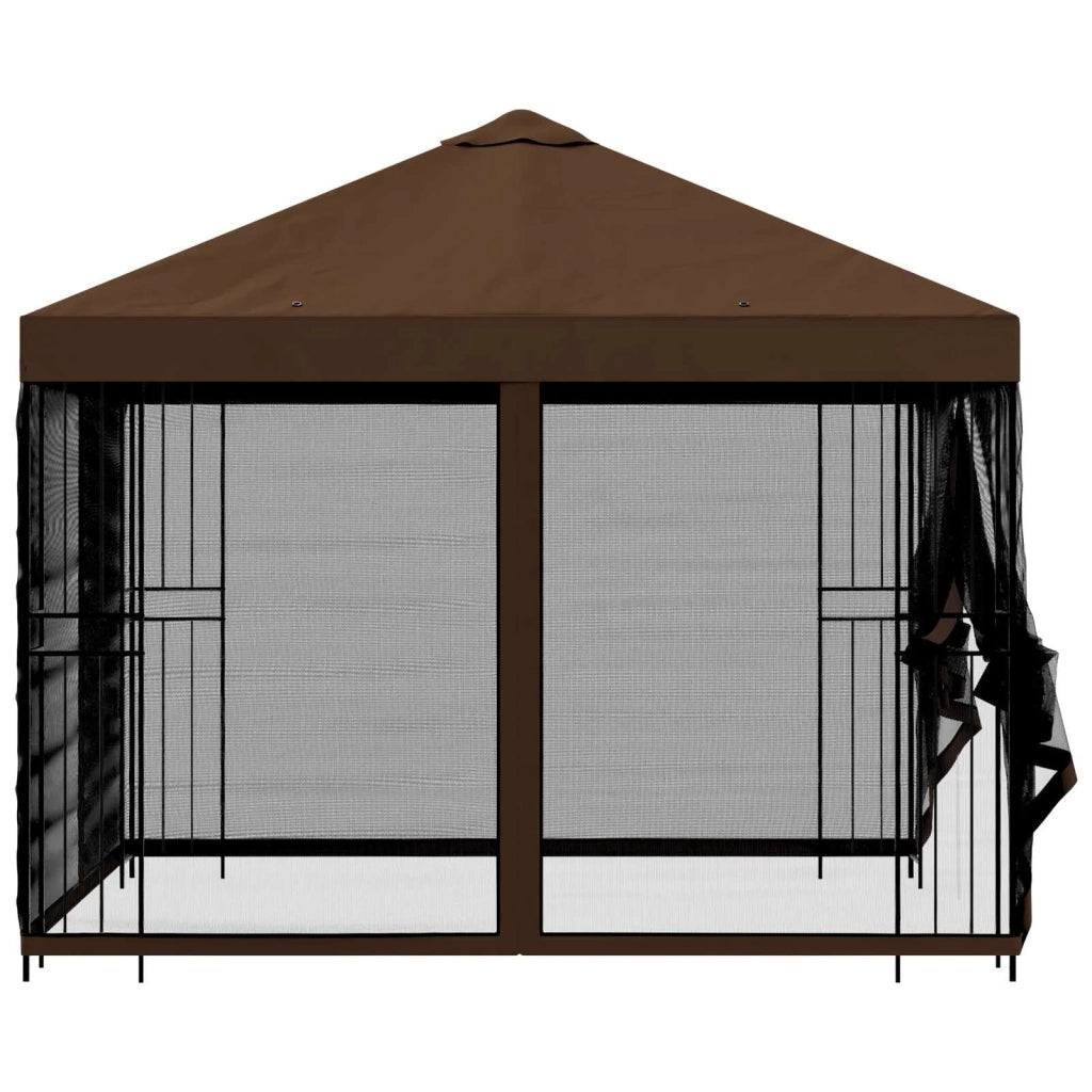 Gazebo | Pergolato da giardino con pareti laterali 3 x 3 m Marrone