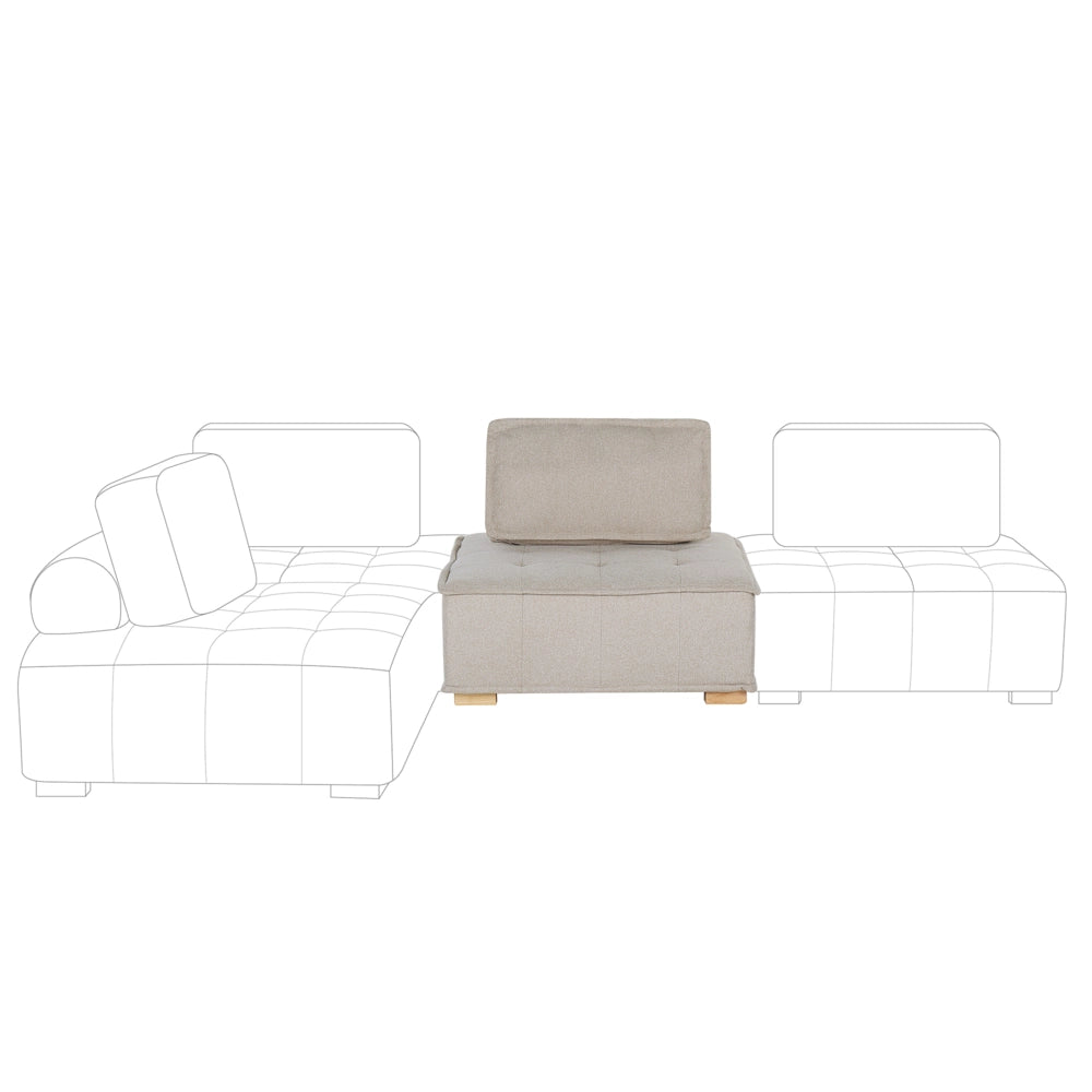 Sedile 1 posto Gambe in legno massello di poliestere beige Sedile trapuntato Fodera per cuscino rimovibile