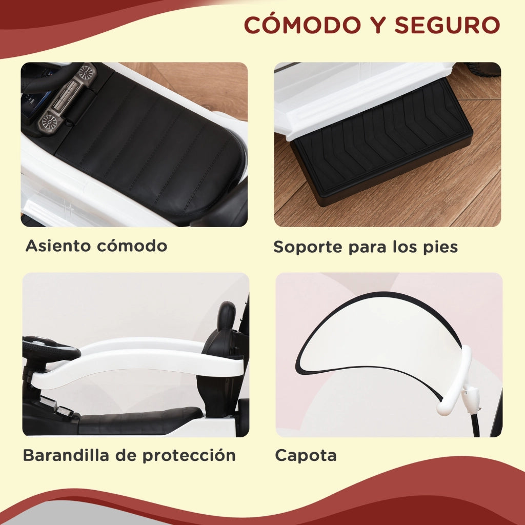 Correpasillos per Bambini 1-3 Anni con Barra di Sicurezza ¨C Minimal ¨C Bianco 85.5x40.5x95 cm