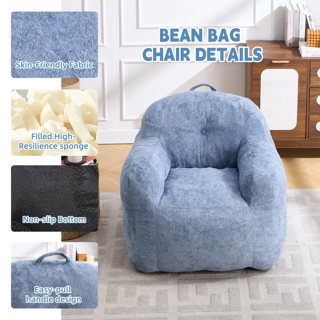 Poltrona Pouf con Braccioli ¨C Minimal ¨C Finta Pelliccia, Blu