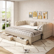 Letto imbottito estensibile - Xylo - 90x190 - Beige - 2 cassetti