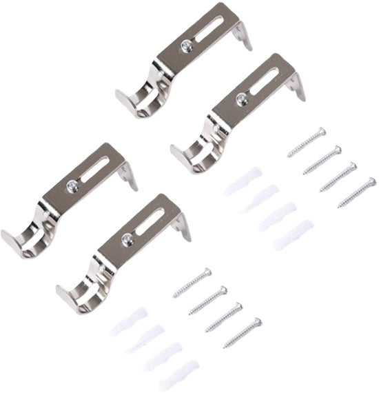 Sistema di sosteggi per tende metallico - 4 pezzi - Resistente all'ossidazione - Supporti per stecche di tende - Per camera da letto/bagno - Realizzato con SPCC acciaio di alta qualità - Sosteggi per tende