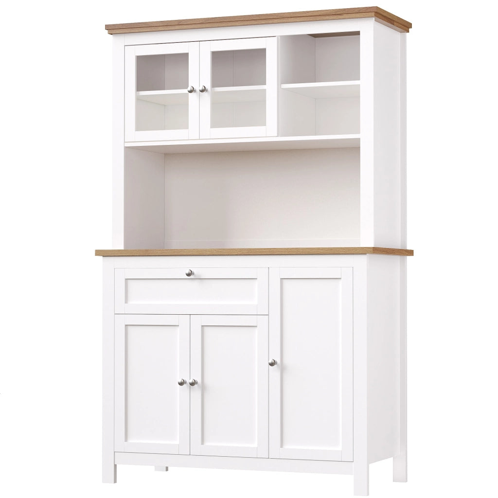 Libreria Buffet con LED ¨C MINIMAL ¨C Bianco, Ripiani Regolabili, 104x40x180