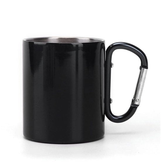 Karabina da Campeggio - Bicchiere a Doppia Parete - Acciaio Inossidabile - Tazza da Campeggio Portatile - Utilizzo all'Aperto - 300 ml Capacità